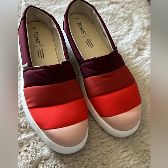 Toms | Alpargata Mallow Puff Multicolor Red Pink Slip On Shoes Size 8 - Picture 3 of 6